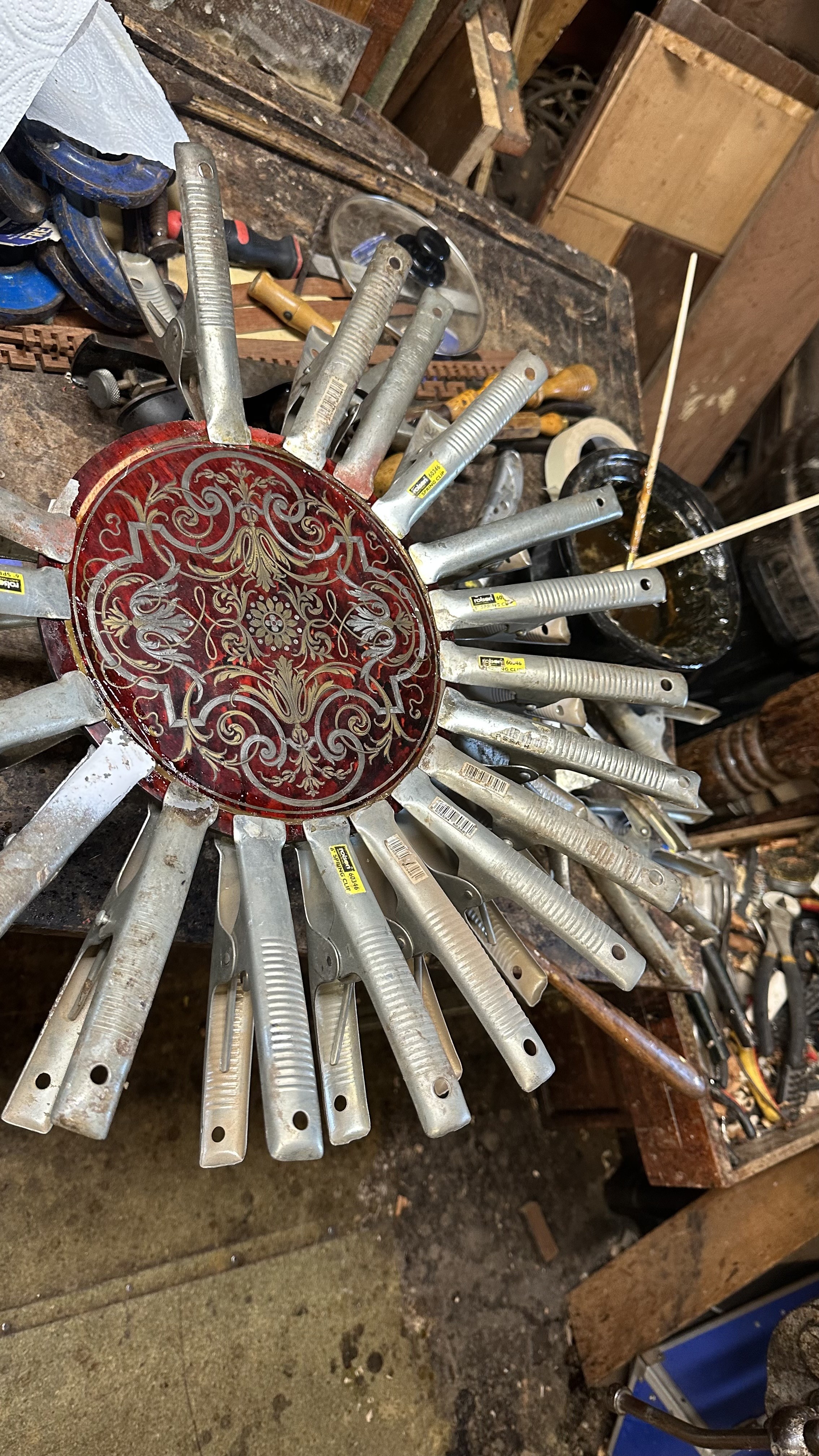 19th c boule bracket clock under restoration