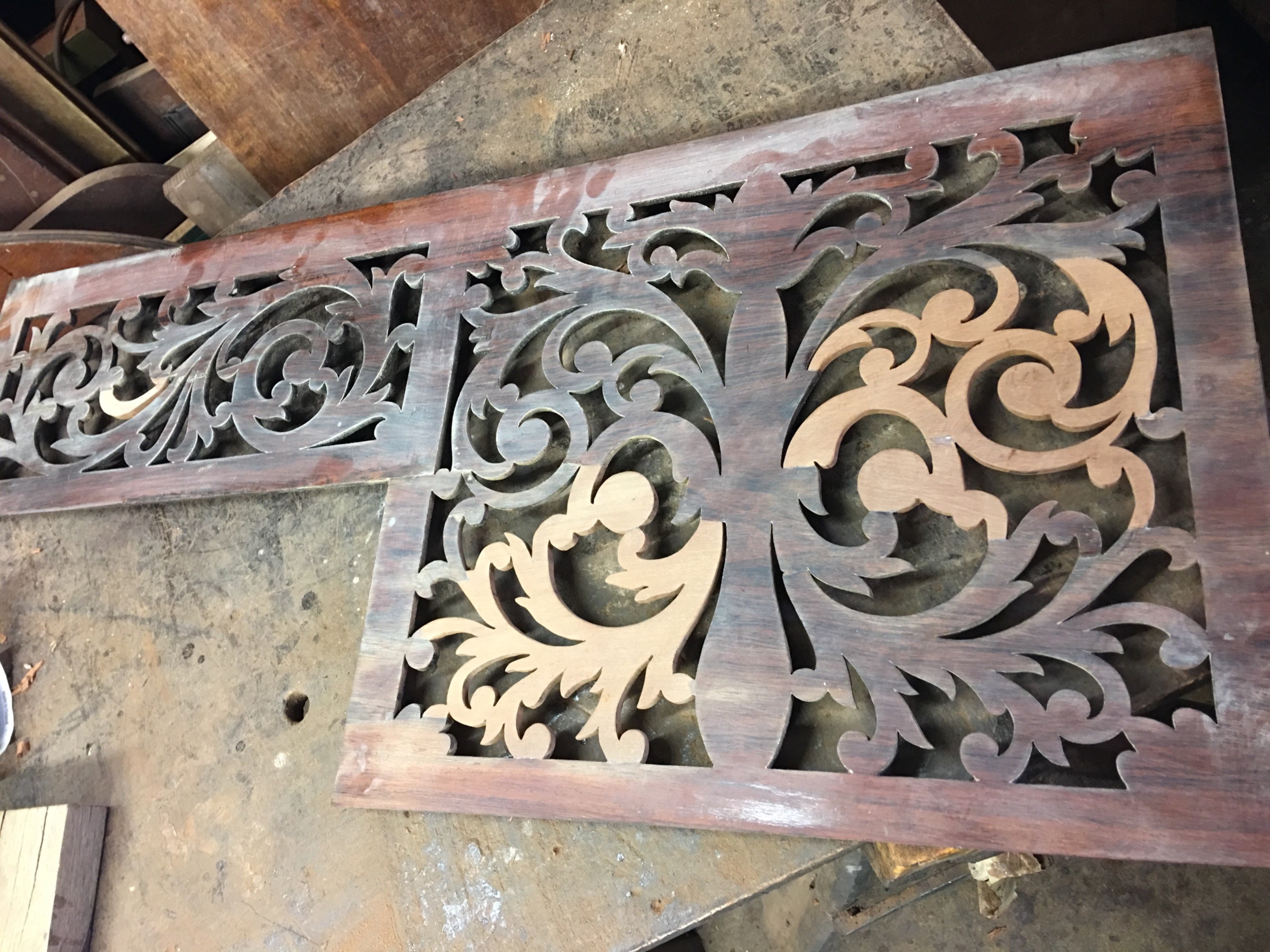 restoration to damaged fretwork