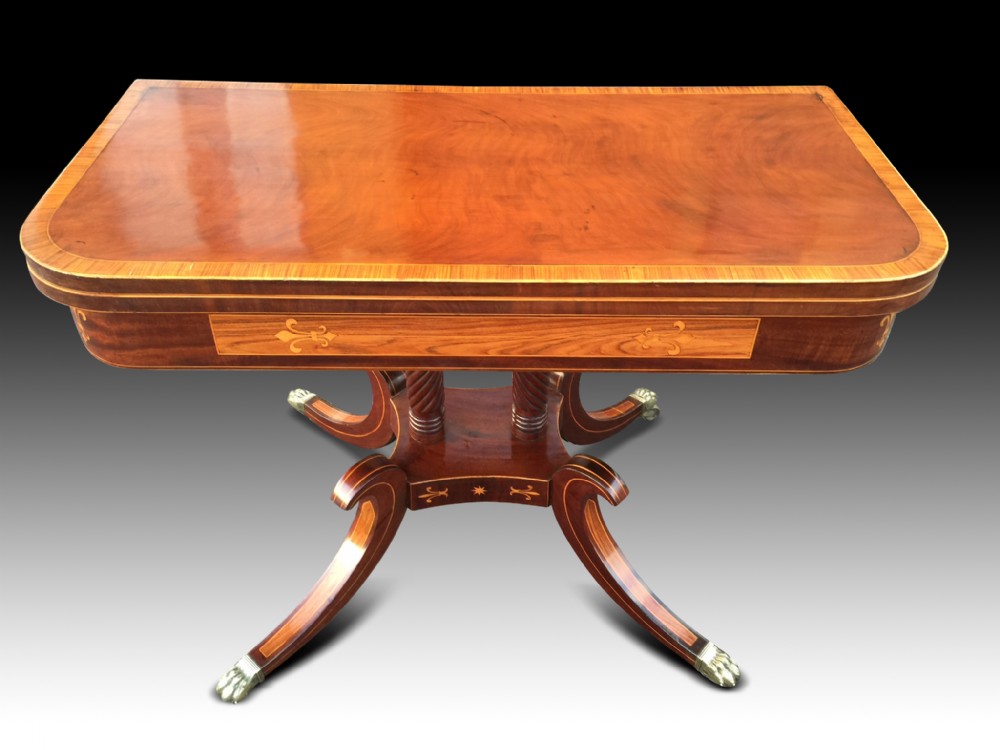 fine regency mahogany and inlaid card table