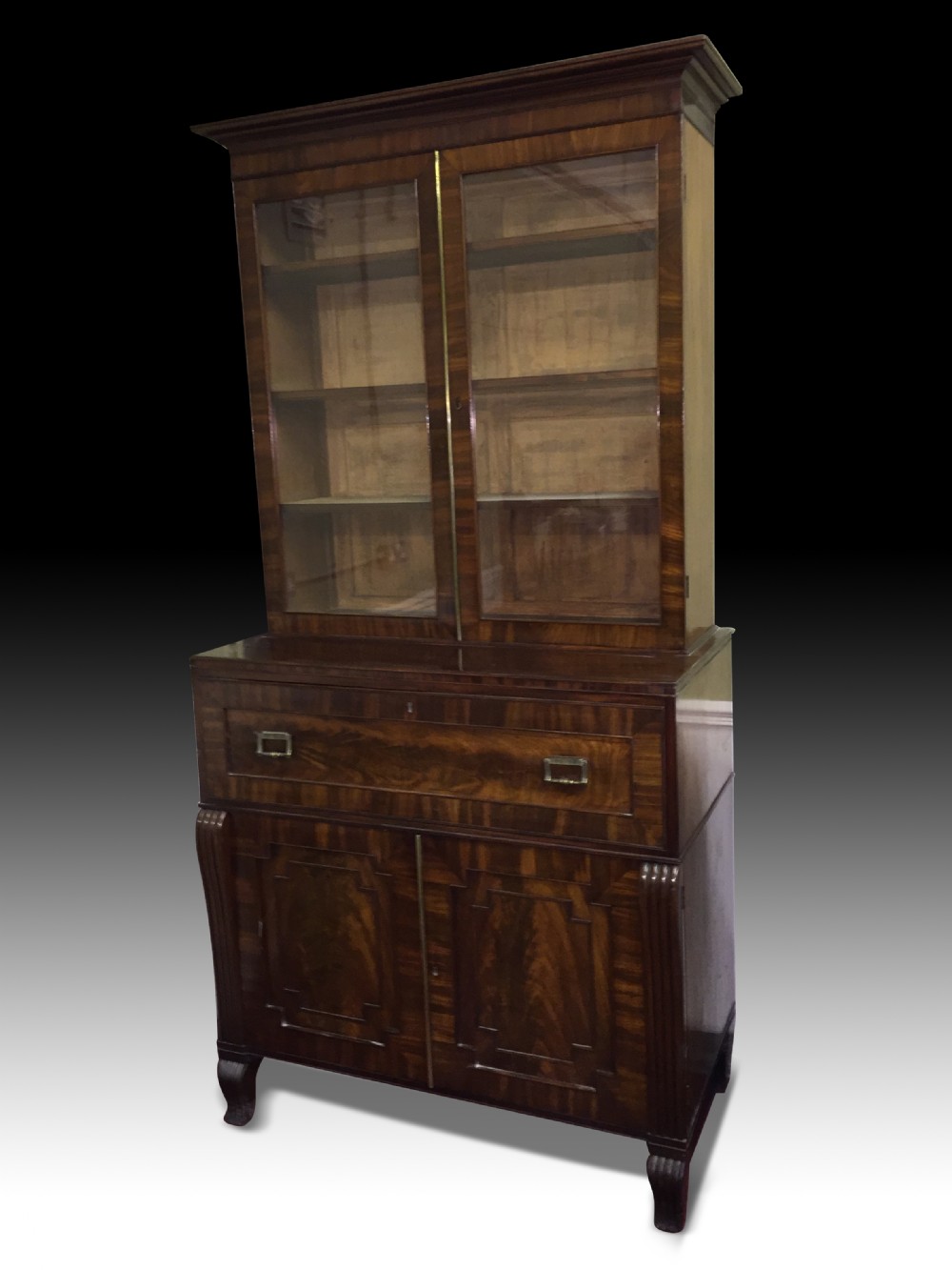regency mahogany secretaire bookcase