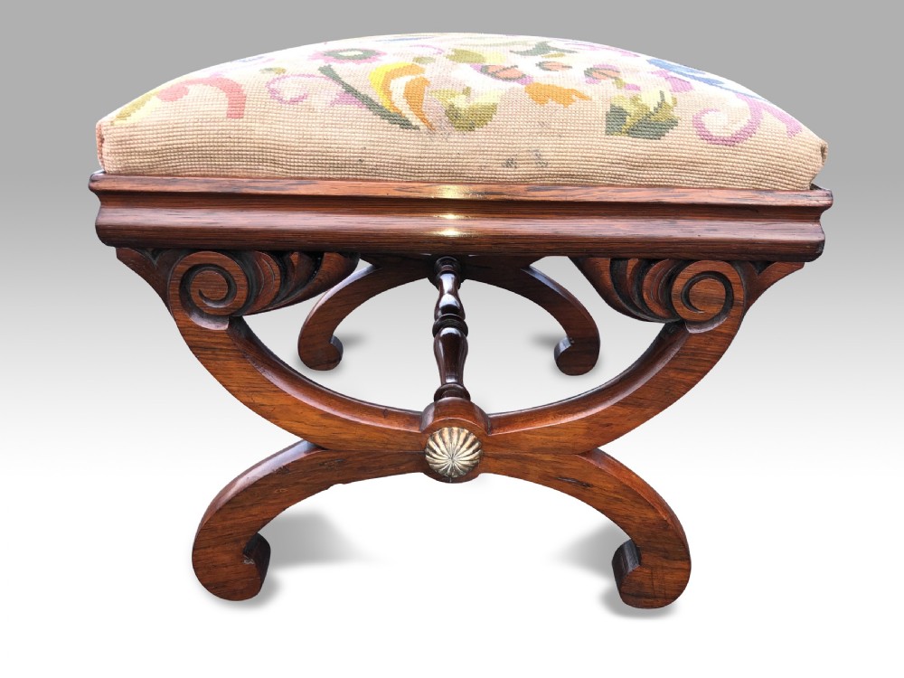a fine regency rosewood x framed stool