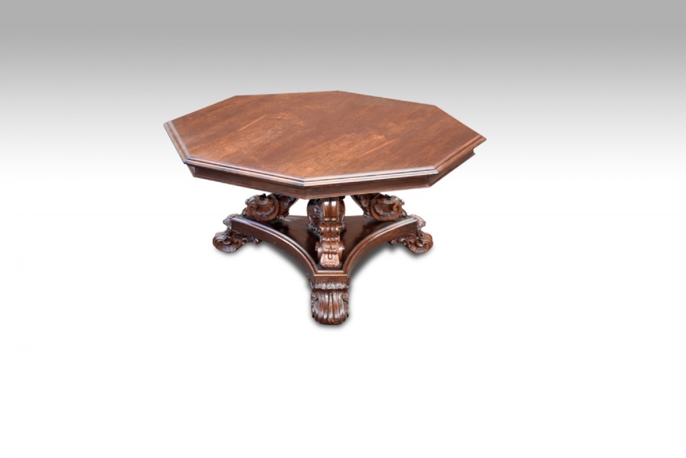an impressive large william iv rosewood octagonal centre table