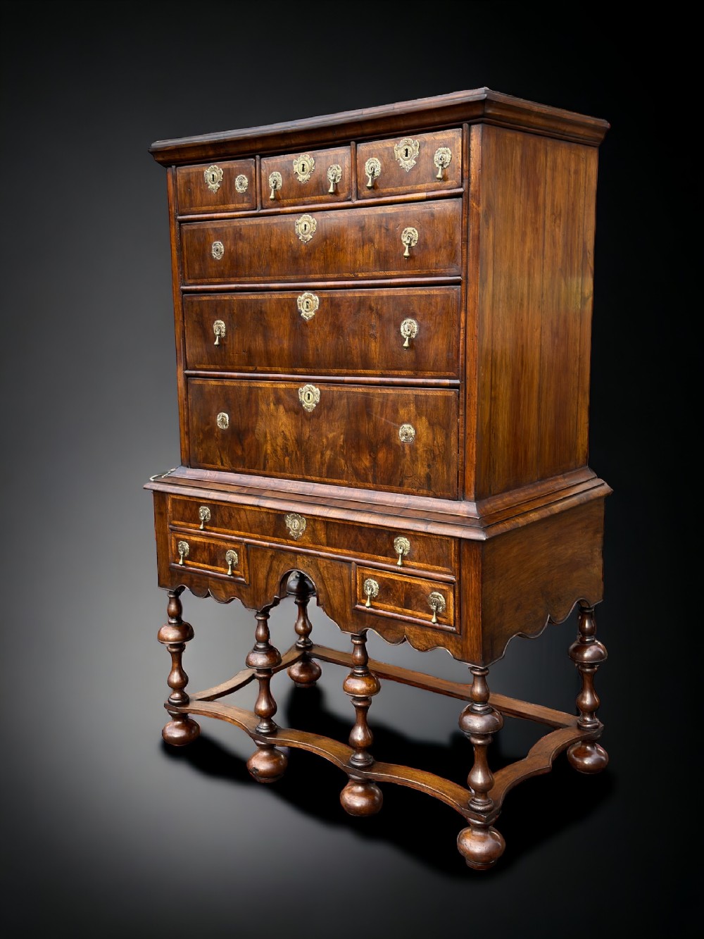 a fine william mary walnut chest on stand