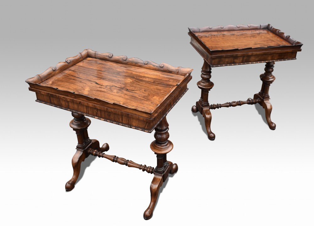 a superb matched pair of gillows mahogany rosewood work tables