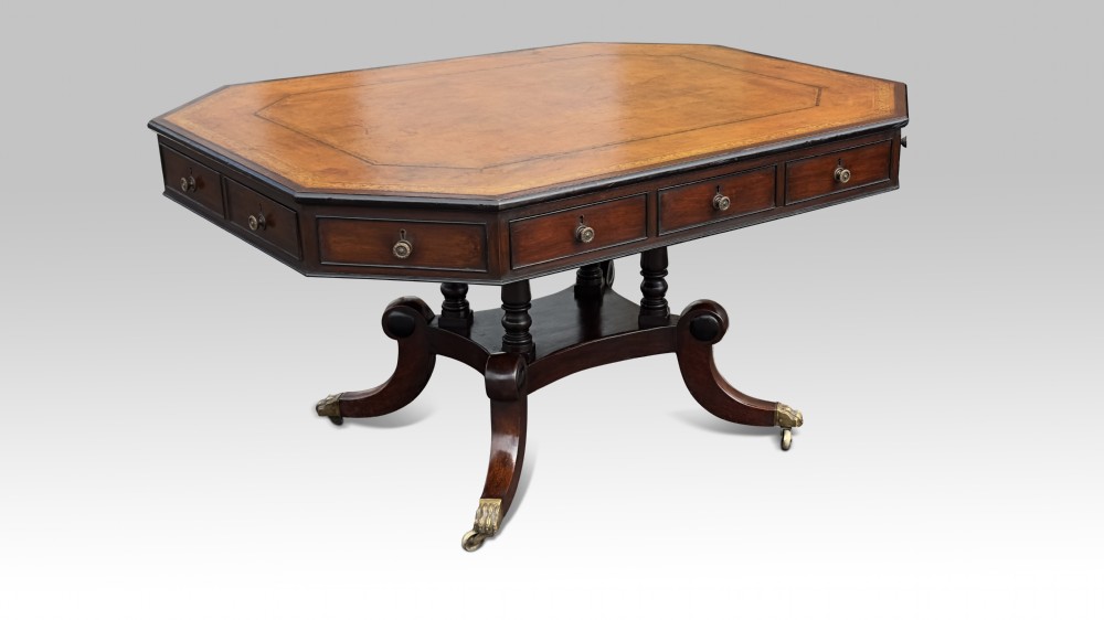 regency mahogany ebonised double sided partners library table