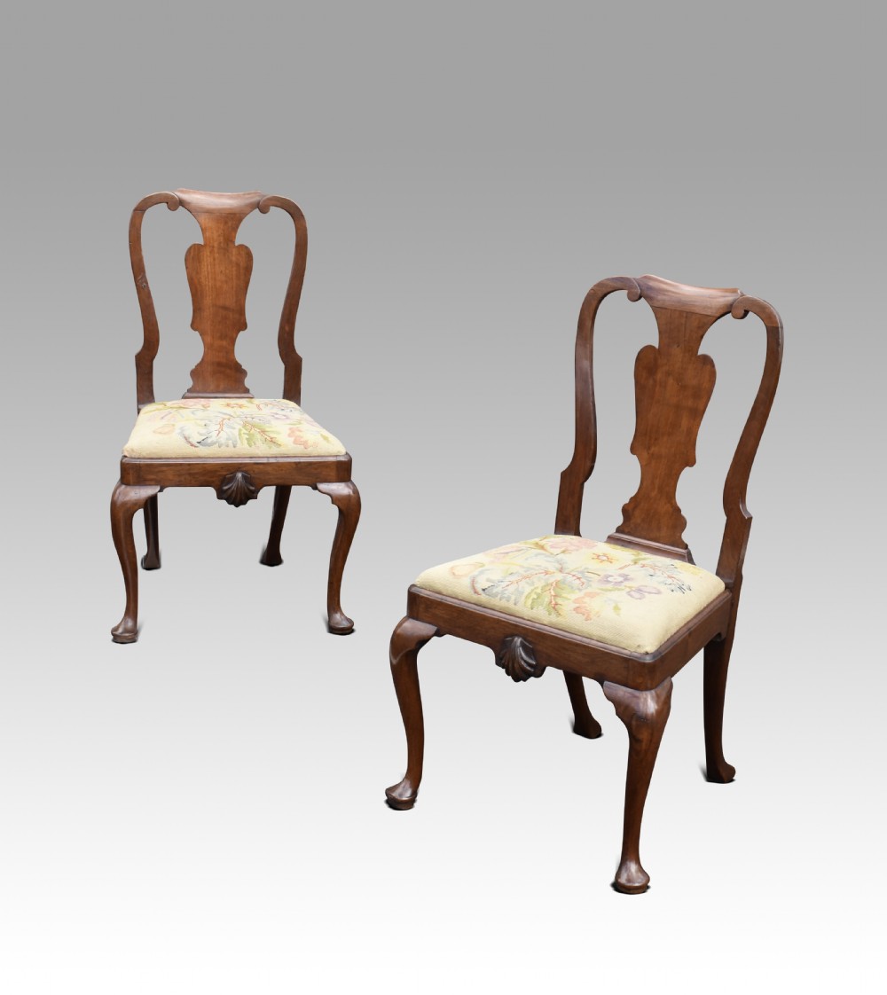 pair of irish george ii red walnut side chairs